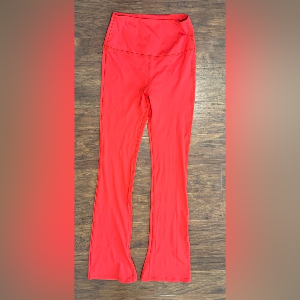 Tiger Friday Bright Red High Rise Flare Bootcut Yoga Leggings Dance Workout Lrg